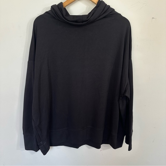 Jones & Co Black Tunic 2X Cowl Neck Buttery Soft Drawstring Long Sleeve - Picture 2 of 9